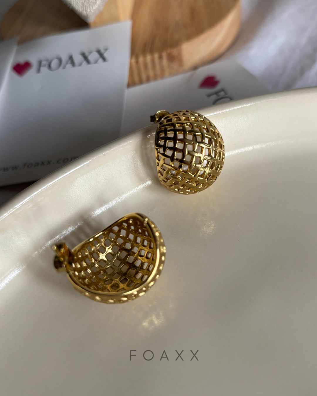 Gilded Grid/Mesh Gold Earrings