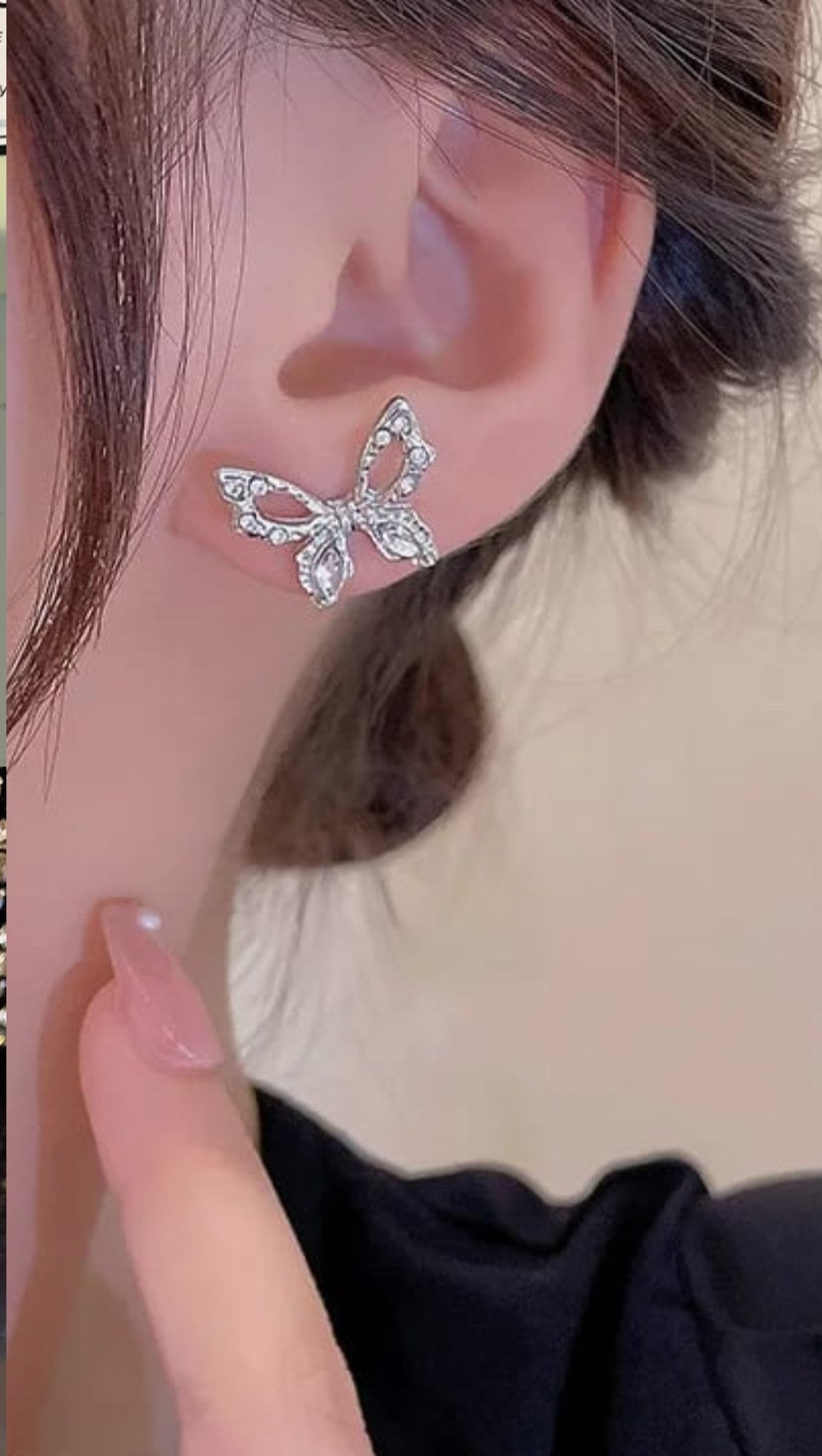 Glittery butterfly stud Earring