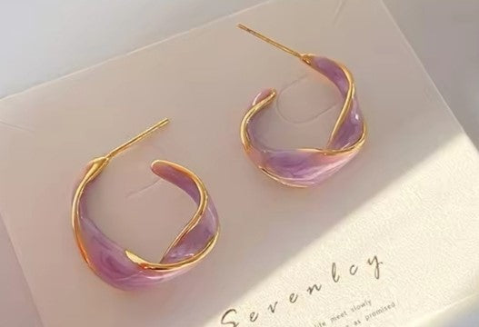 Lavender Twisted Hoops