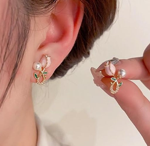 Tulip with Pearl Earrings