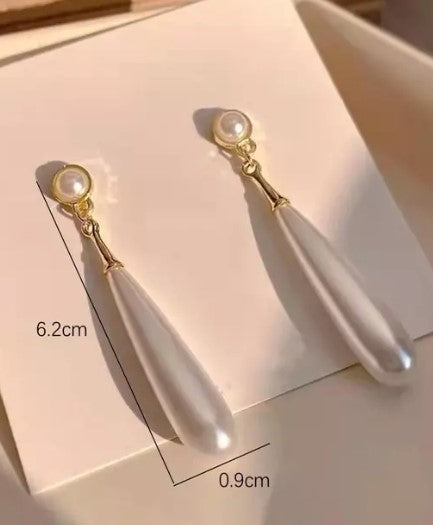 White Pearl Drop Earrings