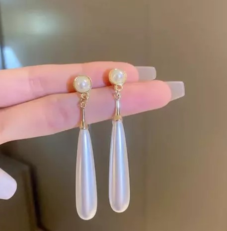 White Pearl Drop Earrings