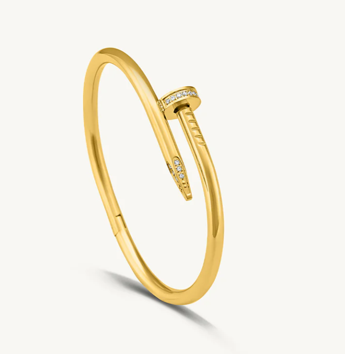 Nail Zircon Studded Bangle Bracelet