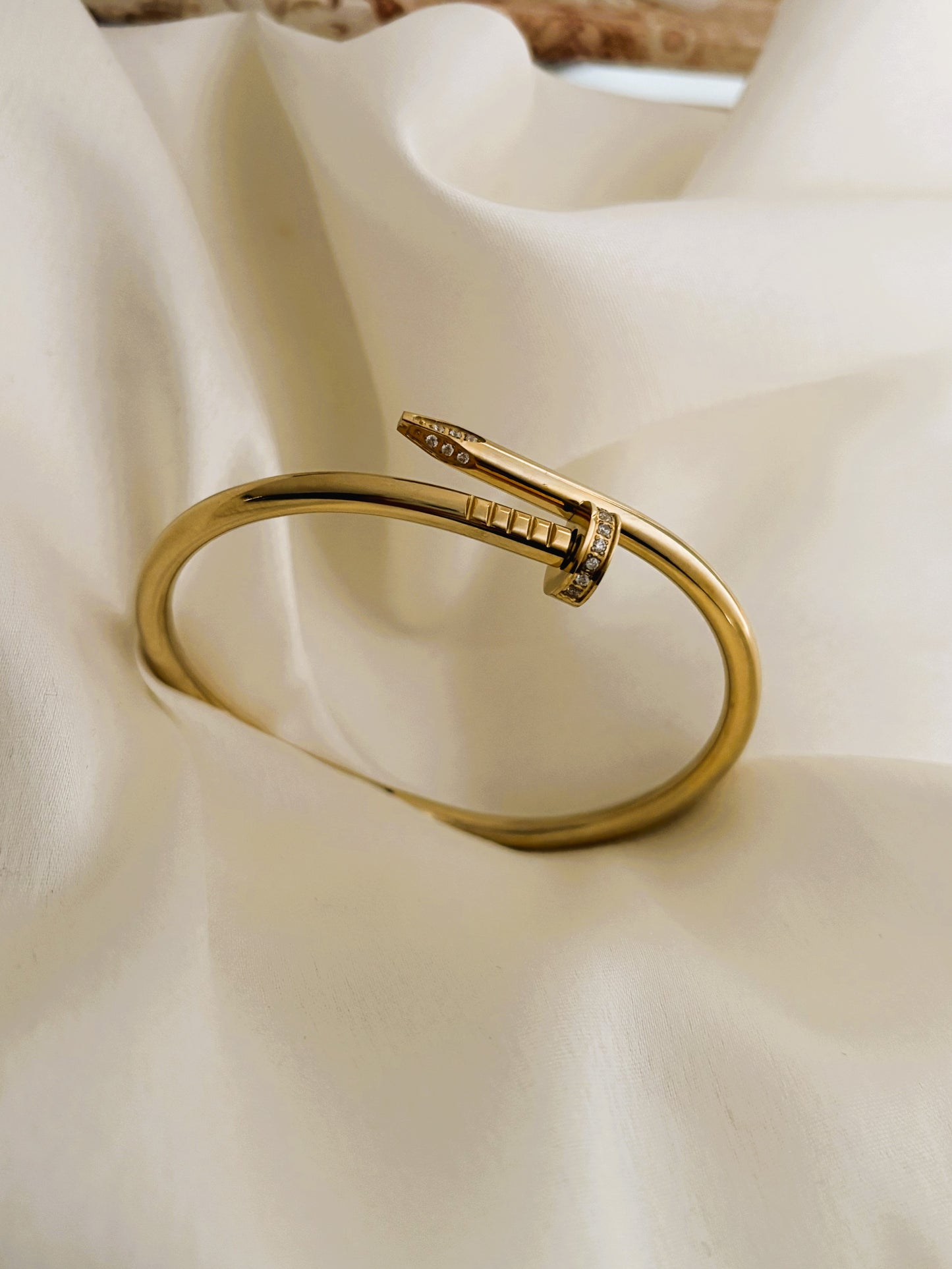 Nail Zircon Studded Bangle Bracelet