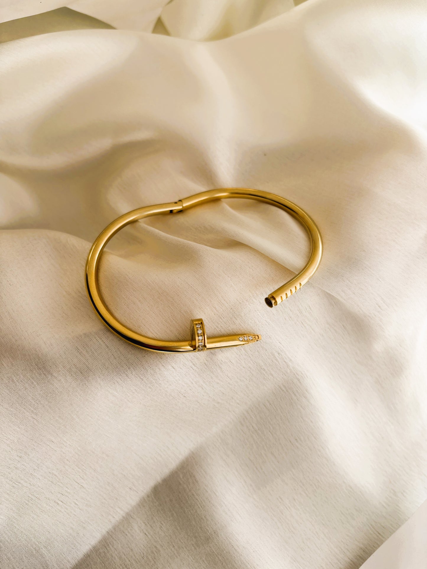 Nail Zircon Studded Bangle Bracelet