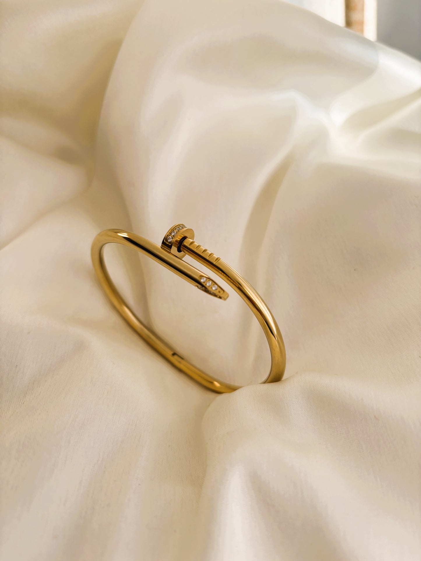 Nail Zircon Studded Bangle Bracelet