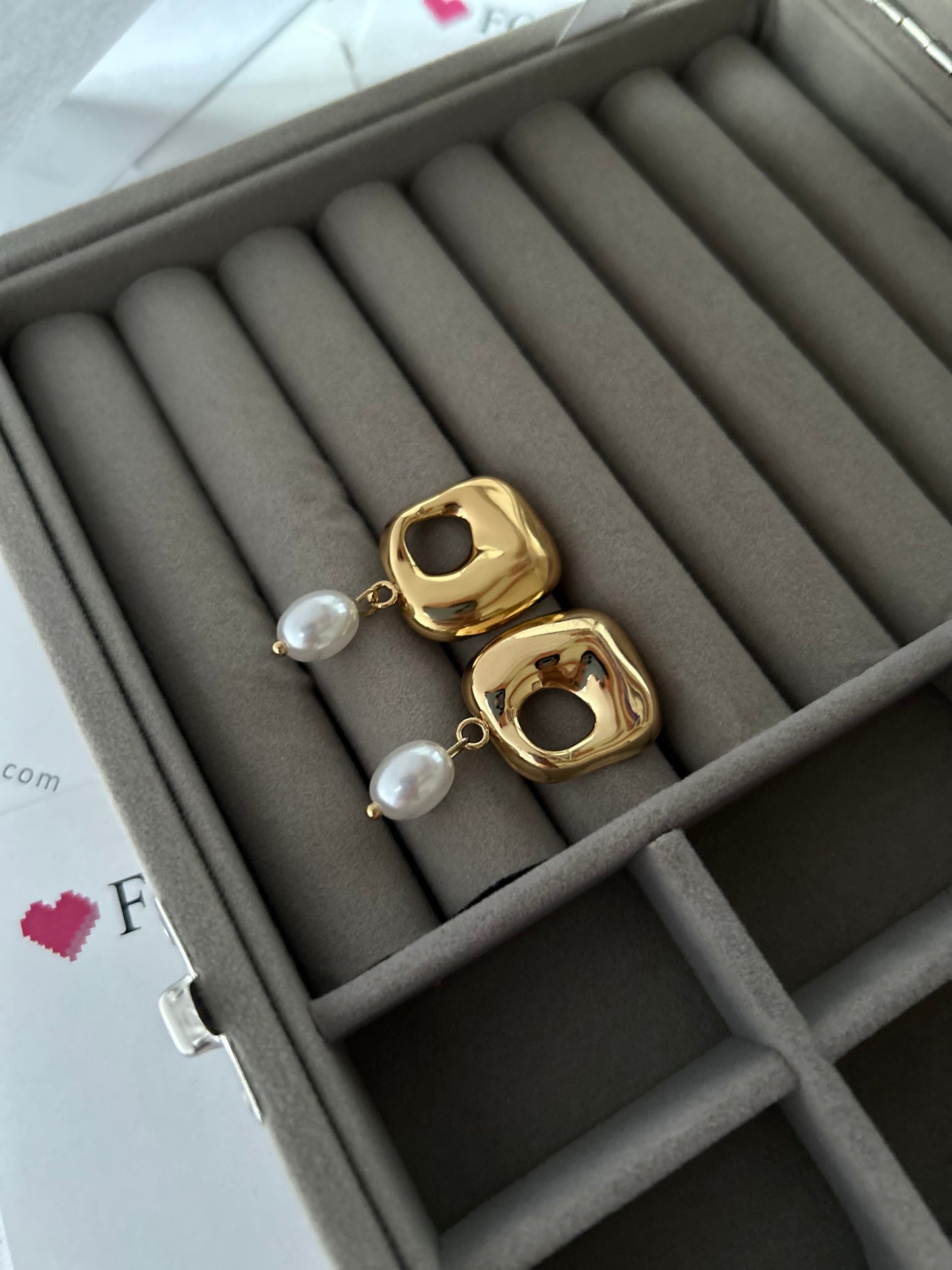 Regal Gold Earrings with Pearl