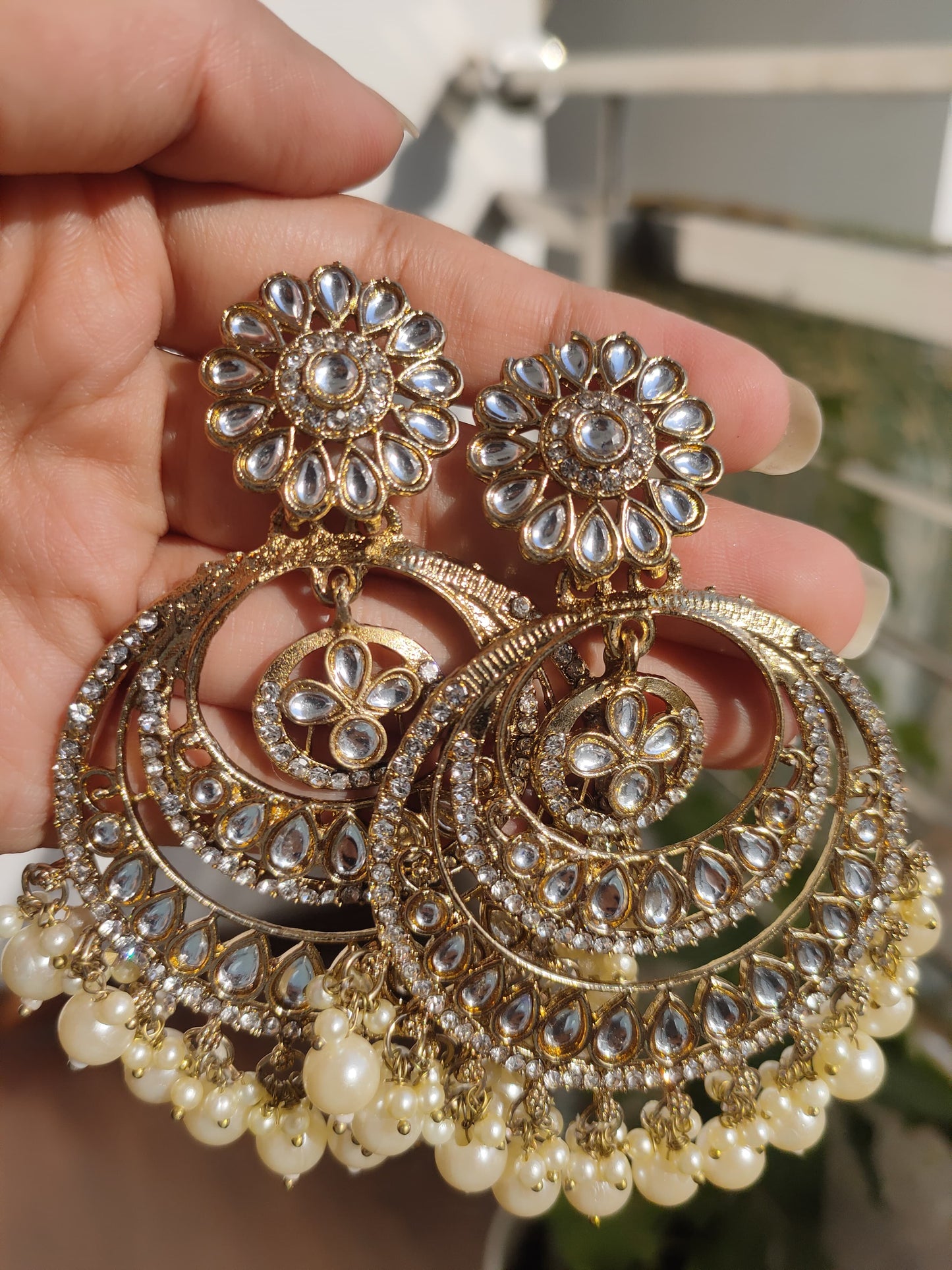 Chand Bali with Pearls Earrings